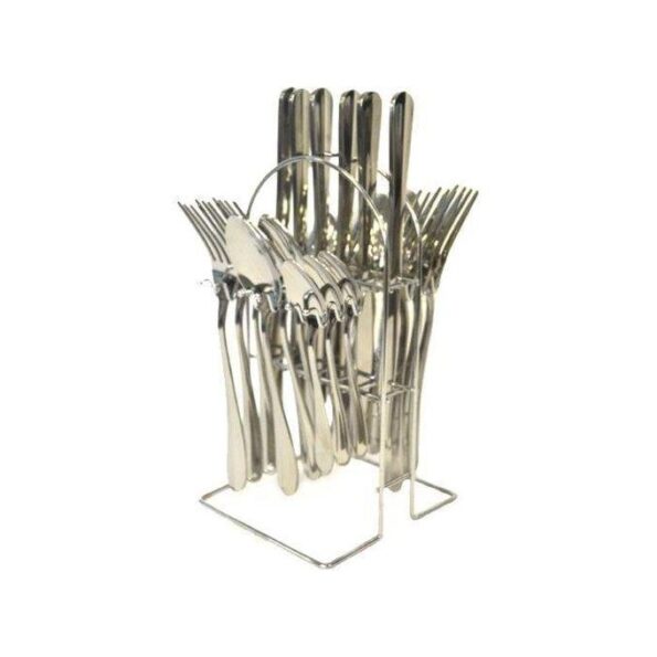 24 Pieces Stainless Steel Cutlery Set with Stand - Elegant and Durable Tableware
