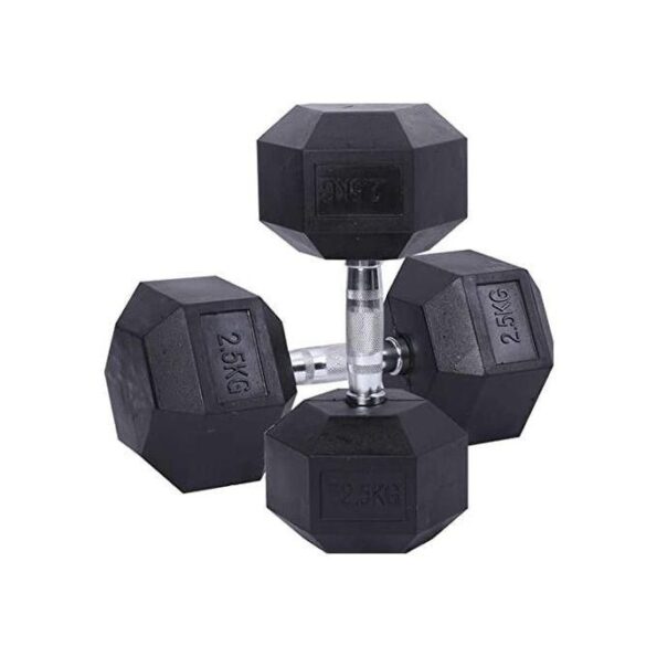 Pair of 2.5kg Hexagonal Rubber Dumbbells – Resistance Training for Home or Gym