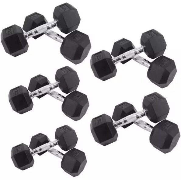 20kg Black Hexagon Dumbbells Weight Set – Electroplated with Ergonomic Handle - Image 3