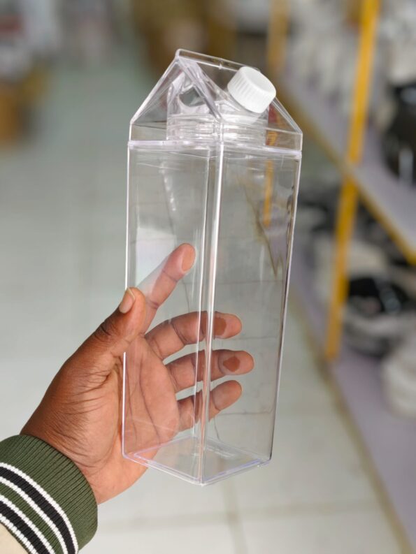 Clear Acrylic Milk/Water Bottle – Portable, Leakproof, and Stylish