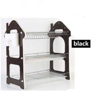 NUNIX 3 Tier Wooden Kitchen Rack- Black
