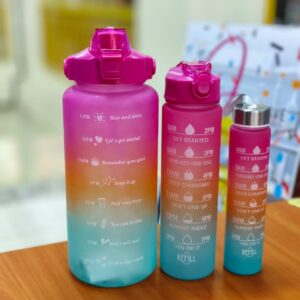 Motivational Water Bottle Set (2L+900ML+330ML) ? Stay Hydrated and Healthy ? Perfect for Fitness, Gym, and Kids